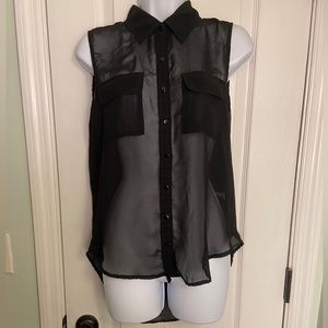 Sheer mesh Button down tank top. 100% Polyester Size Medium. Great condition